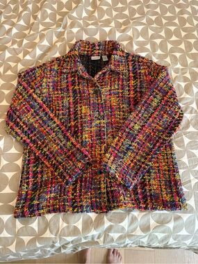 Chico's Multicolor Tweed Button-Front Jacket